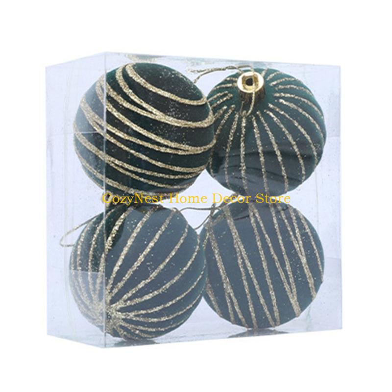 92MF 1 Box Flocking Ball Christmas Tree Decorations Multi Color Holiday Ornaments For Festival Home Party Decoration