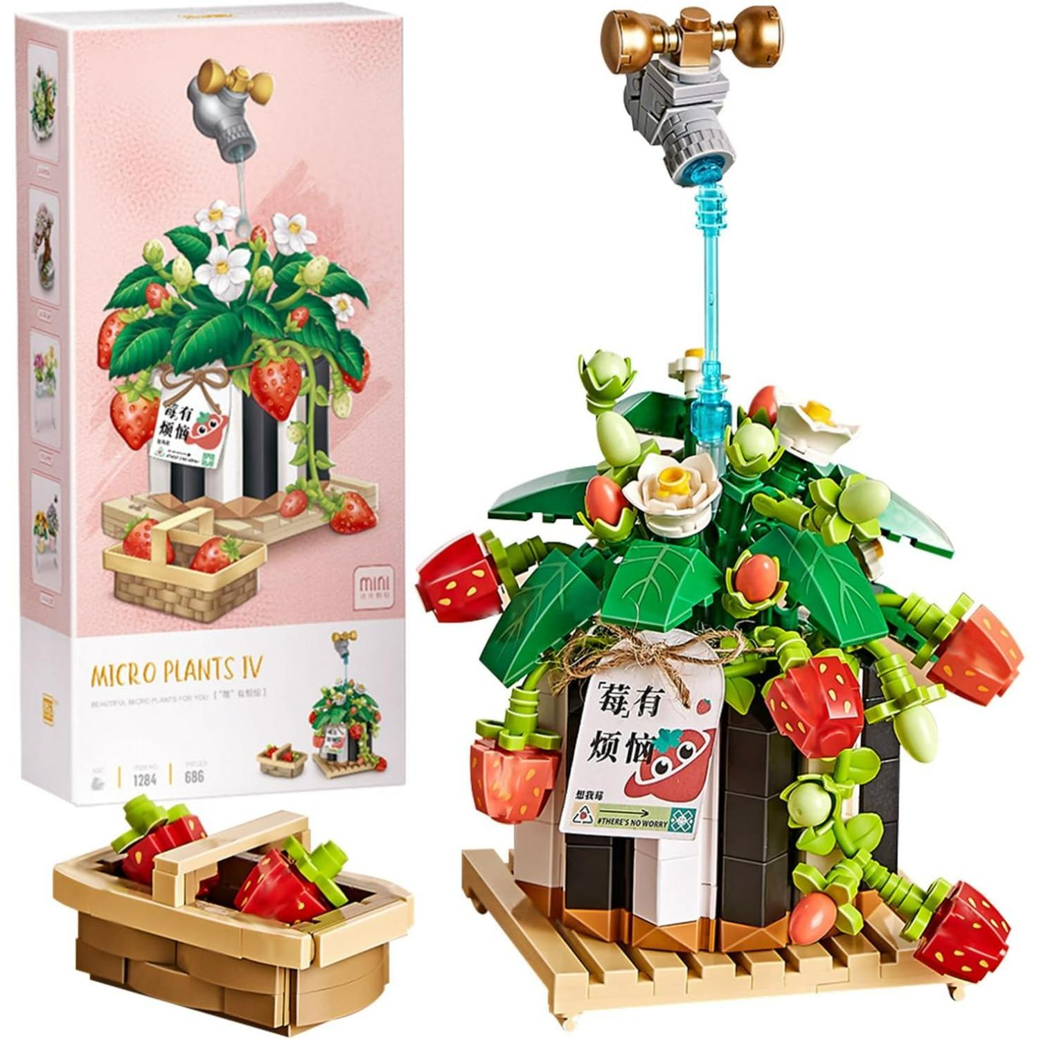 Mini Building Blocks Bonsai Plant Model Set,Simulation Particle Flower Succulent Botanical Collection Construction Building Bricks Toy,Home Decor Z