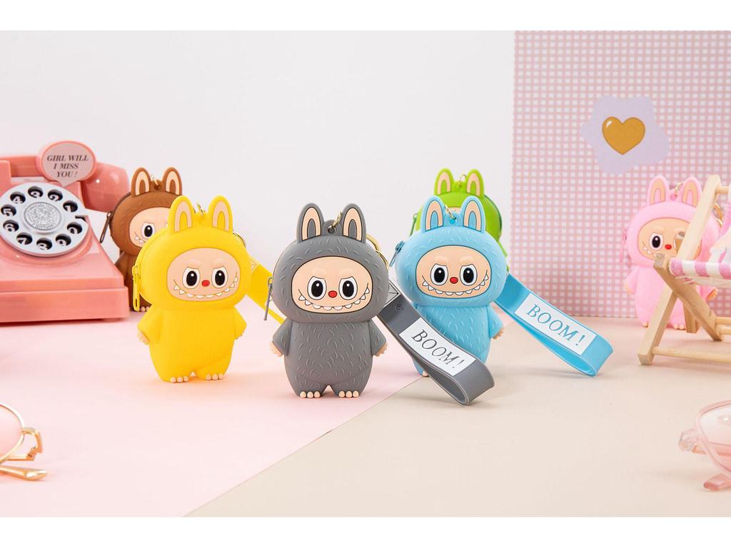 TWS-K84A Wireless Bluetooth Earphones with Cartoon Mini Coin Purse and Colorful Silicone Keychain Pendant