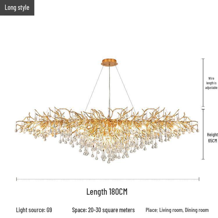 Elegant French Luxury Crystal Chandelier with Water Drop Design for Dining Rooms and Villas