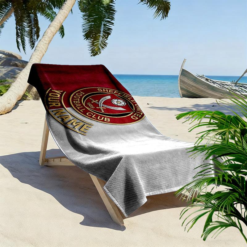 Serviette de plage imprimée Sheffield United F.C., Grande serviette douce à séchage rapide pour la plage, le camping, la natation