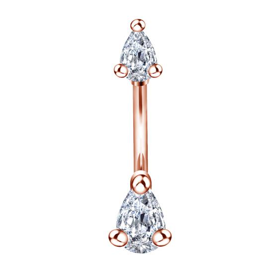 Women Cubic Zircon Waterdrop Navel Ring Belly Button Bar Body Piercing Jewelry