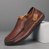 Genuine Leather Soft Soled Bean Shoes Men Handmade Casual Shoes Luxury Brand Loafers Breathable Slip On Italian Driving Shoes