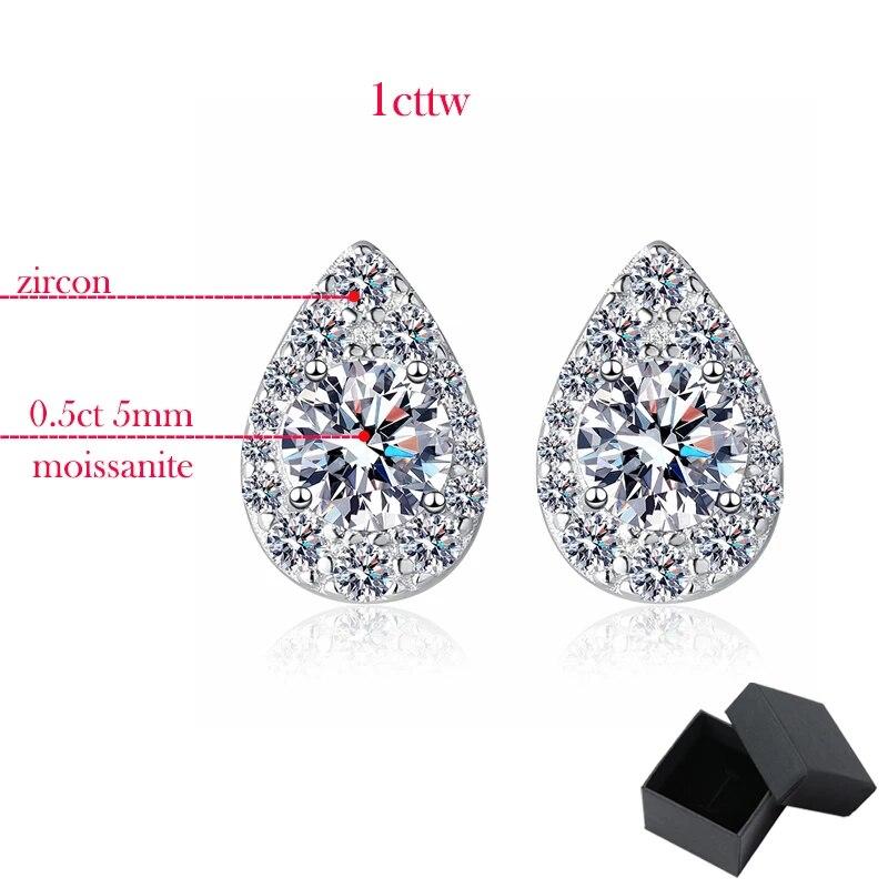 D-Farbe 1cttw Funkelnde Moissanit-Ohrstecker für Frauen, Verlobung, Geburtstagsgeschenk, Schmuck, 100 % 925er Sterlingsilber