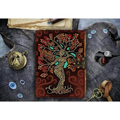 Leather Mother Earth Printed Diary with 200 Unruled Vintage Paper for Office and Personal Use