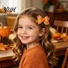 Faux Leather Hair Clips Thanksgiving Turkey Bow Clip for Girls, Decorative Pins, Autumn Seasonal Pieces Double Layer Glitter Clip, Cute Holiday Party