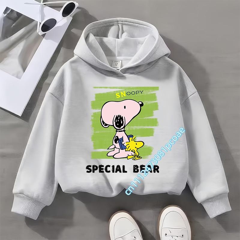 Snoopy children's hooded sweatshirt for boys, girls, casual top with cartoon print, long sleeve, autumn/winter collection