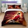 Set Biancheria da Letto Personalizzato Cristiano Ronaldo con Nome Testo 1 Copripiumino+2 Federe Logo Calcio Regalo Personalizzato per Occasione Speciale Arredamento Camera da Letto
