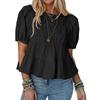 New Summer Puffed-sleeve Doll Shirt, Short-sleeved Loose and Casual A-line Pleated Stylish Top
