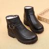 Winter cotton shoes velvet warm short boots flat bottom non-slip elderly leather shoes soft sole medium and old cotton boots women