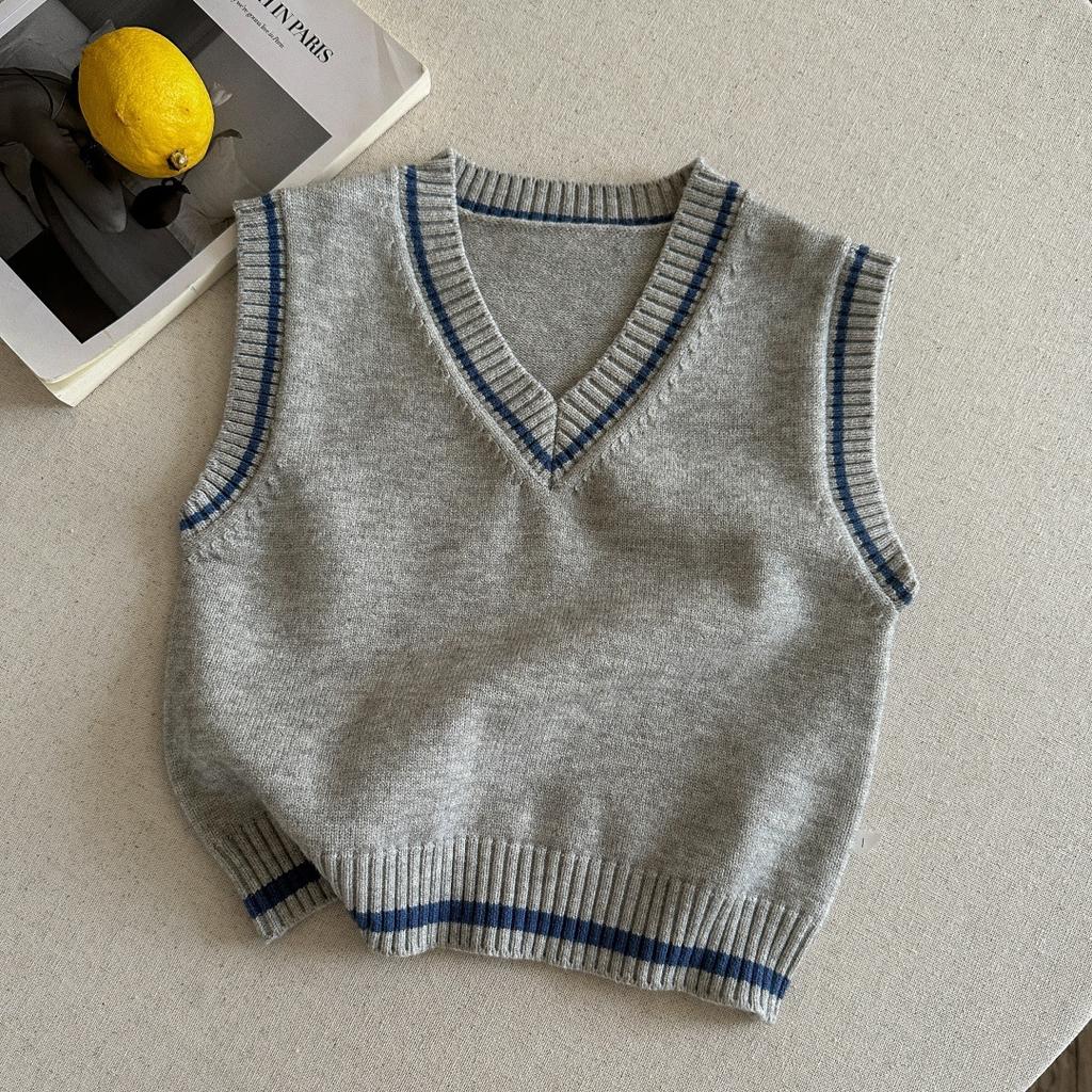 Boys Cotton Knit Vest Spring Autumn Preppy