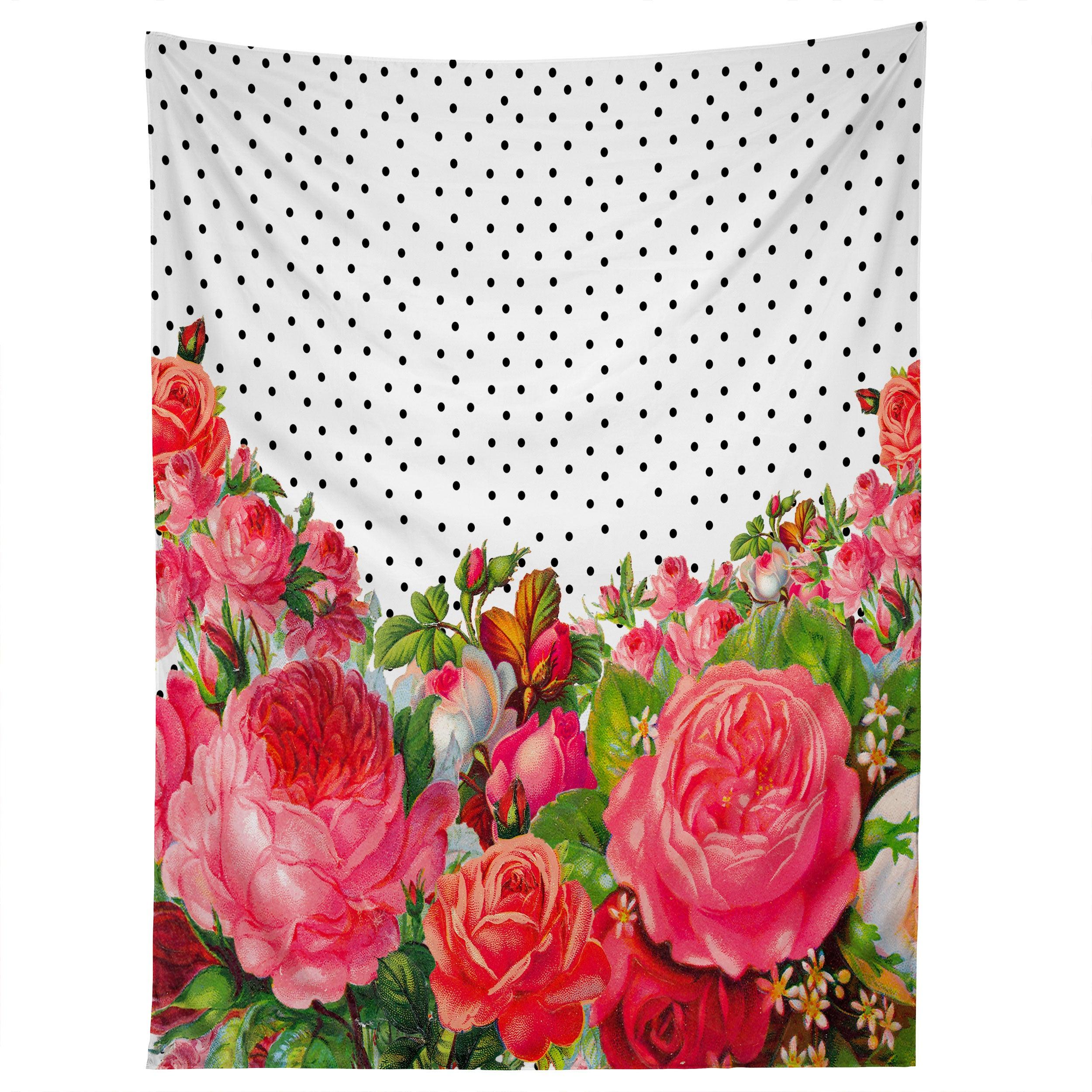BOLD FLORAL AND DOTS tapestry 75x100
