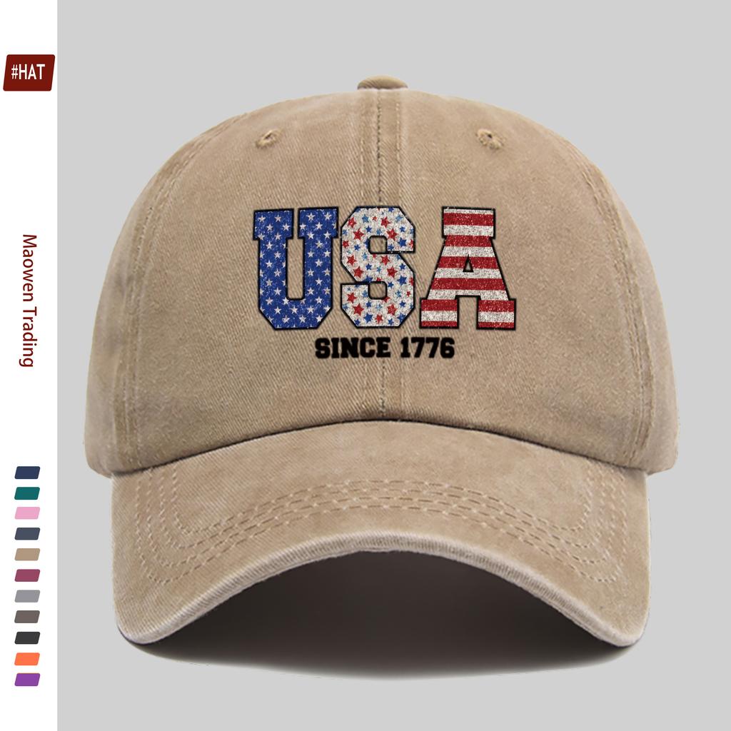 pc American Years of Freedom Star Pattern Print Baseball Cap Fashion Patriotic WomenS Daily Wear Design Sun Hat Comfo