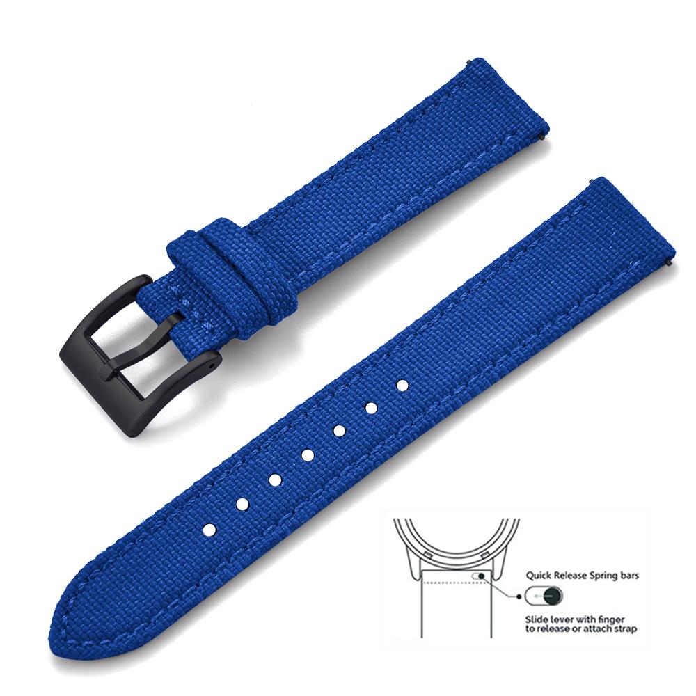 2025 Novo Pulseira de Lona de Nylon de Liberação Rápida de 18/20/22mm Para Samsung Galaxy Watch Huawei GT4 Pulseira de Couro Militar Vintage
