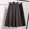 Women High Waist Midi A-Line Skirt Vintage Style Autumn Winter Elegant Skirt