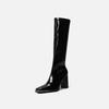 Fashion Skinny Boots Square Toe Long Thigh Boots Women's Block Heel Knight Boots