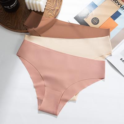 Multi-color European and American Sexy Seamless Ice Silk Women's Underwear Breathable Invisible Simple Low-rise Underwear Women's Spot Wholesale