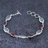 White Topaz, Garnet Gemstone 925 Sterling Silver Bracelet 7-8"