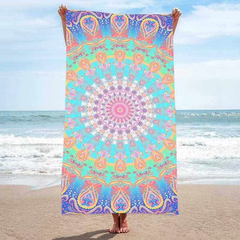 Neon Flower Peace Sign Love BFF Polyester Beach Towel Quick Dry Sand Free Bath Towel for Summer Pool Travel BFF Gift