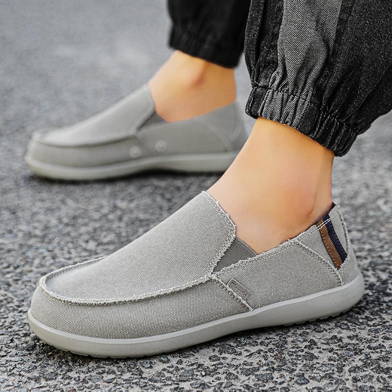 Fashion Men's Canvas Loafers Slip-On Breathable Comfortable Casual Shoes Lightweight Soft Sole Summer Outdoor Walking Sneakers for Men