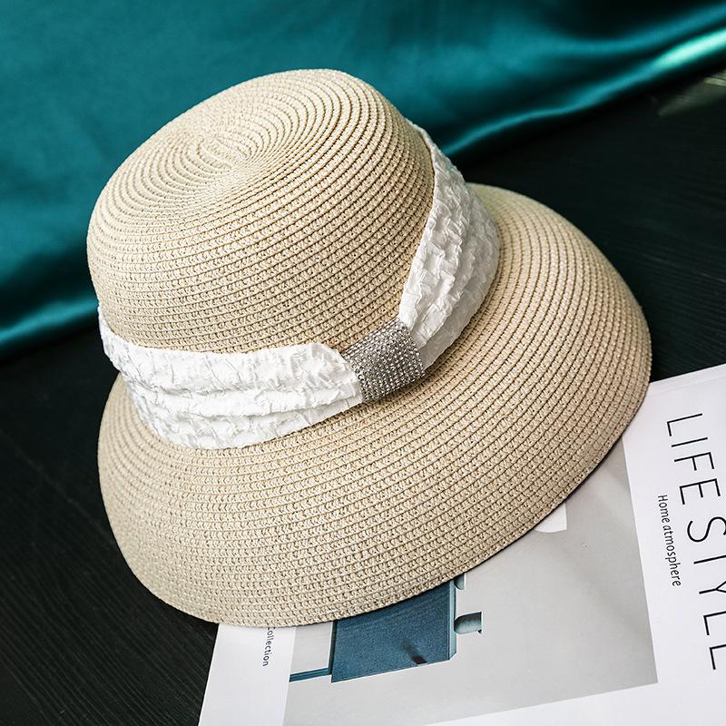 Straw Sun Hat for Women - UPF Protection, Fashionable Diamond Design, Breathable, Inelastic, Summer Fishermans Hat with Trendy Look