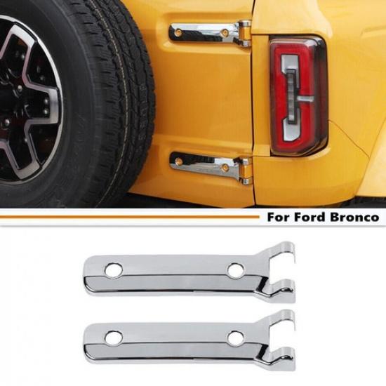 For -2024 Ford Bronco Chrome Tailgate Hinge Cover Spare Tire Rear Door Trim