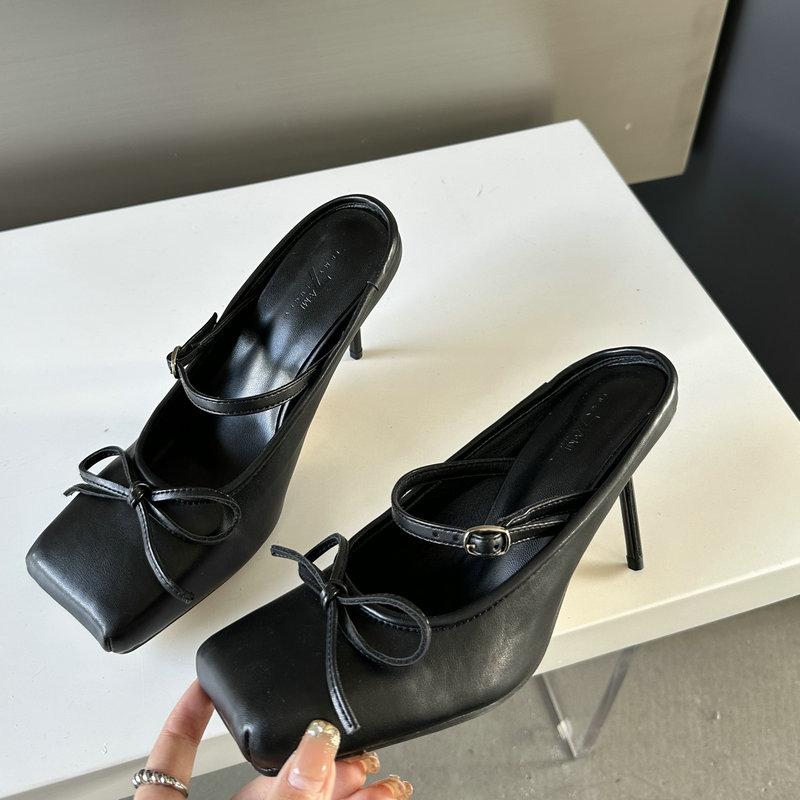 Fashion New White Square Bow Ballet High Heels, Sandals, Slippers And Women'S Shoes For Summer, Autumn And Winter