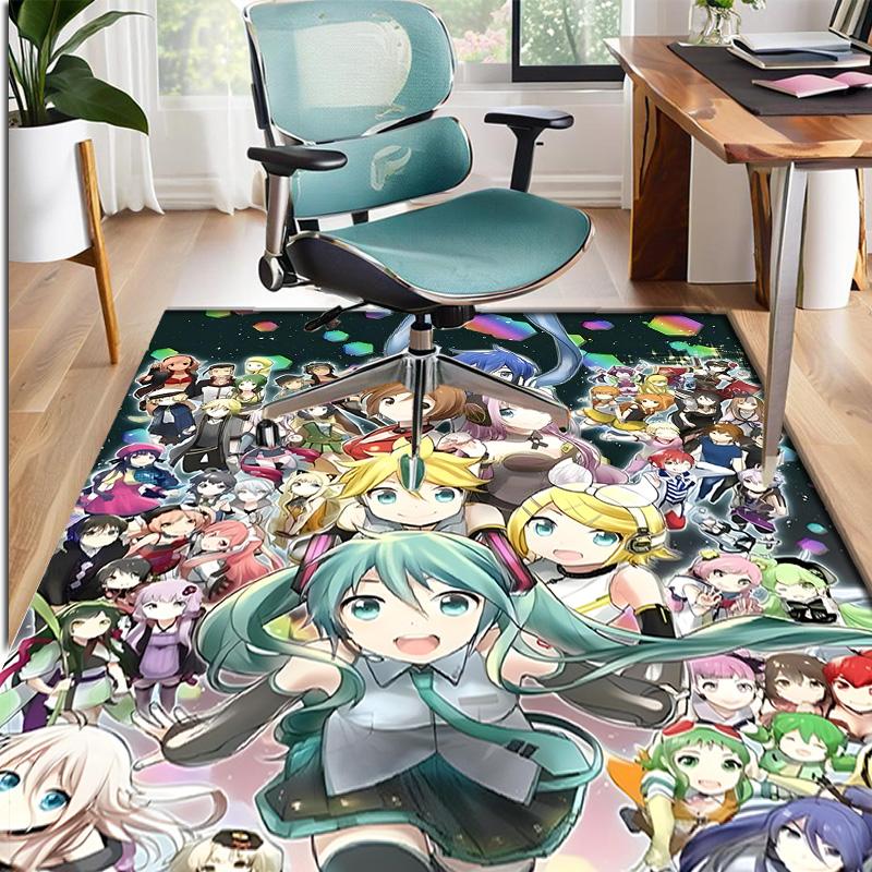 Hatsune Miku Pattern Rug, Indoor/Outdoor Mat, for Picnic, Gameroom, Bedroom, Office, Living Room, Home Decor Carpet, Birthday Gift