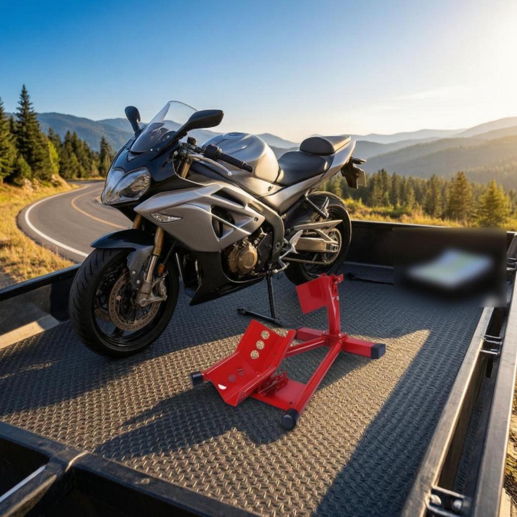Motorcycle Front Wheel Stand Adjustable Holes Garage Equipment Heavy Duty