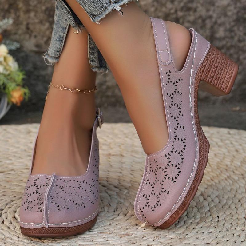 Plus Size Women Chunky High Heel Sandals