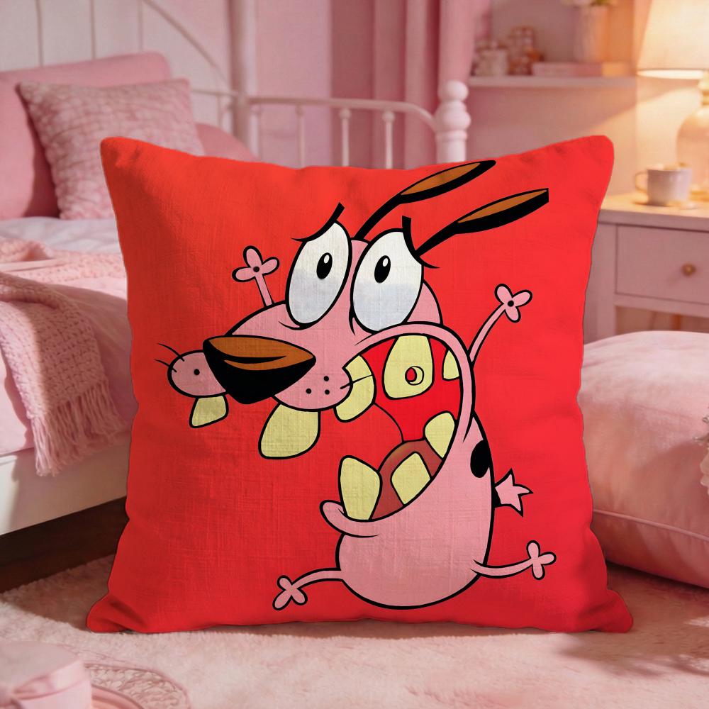 CCourage The Cowardlys DDogs Cushion Cover Premium Comfort Reversible Pillow CoveTwo In One Design For Any Room  Car Interior