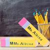 4 Pcs Personalized Pencil Teacher Name Plates And 2 Pieces Marker English Templa