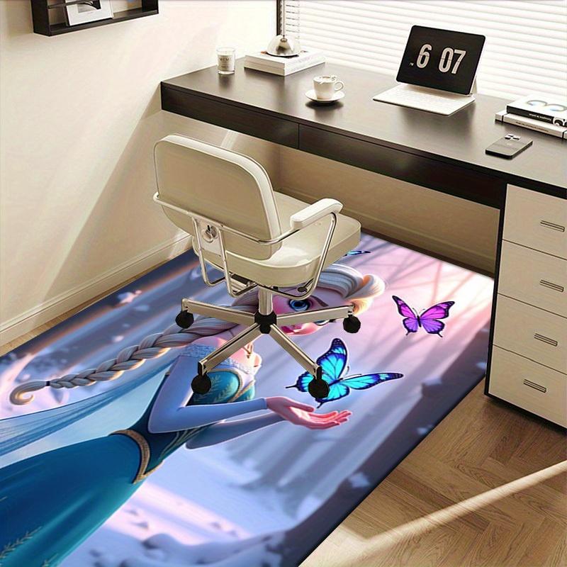 3D Printed Elsa,Butterflies,Winter Forest Anti-Slip Rug - Machine Washable Office Rug for Living Room, Bedroom, Office - Multiple Sizes