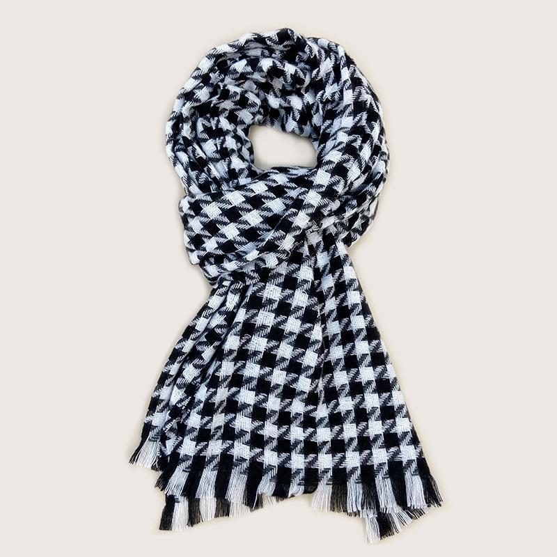 Plaid Scarf Women's Winter New Qiandongge Scarf Imitation Cashmere Warm Fringed Shawl Thickened