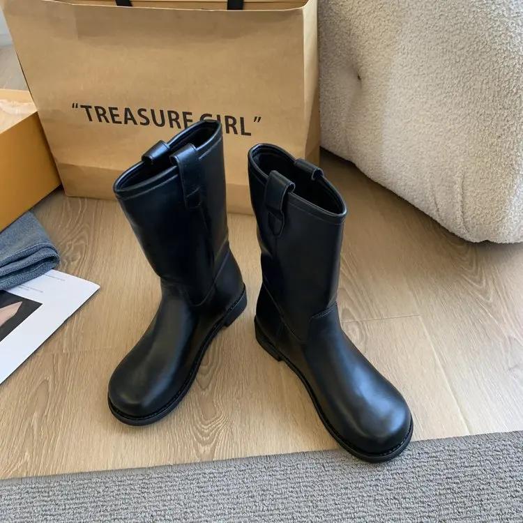 2025 Autumn Winter New Women‘s Boots Luxury Casual Low Heels College Style Women Elegant Shoes Zip Lady Knee High Boots Comfort