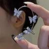 Silver Plated Metal Butterfly Clip Earrings for Women Ear Clips Without Piercing Sparkling Zircon Ear Cuff Fashion Jewelry