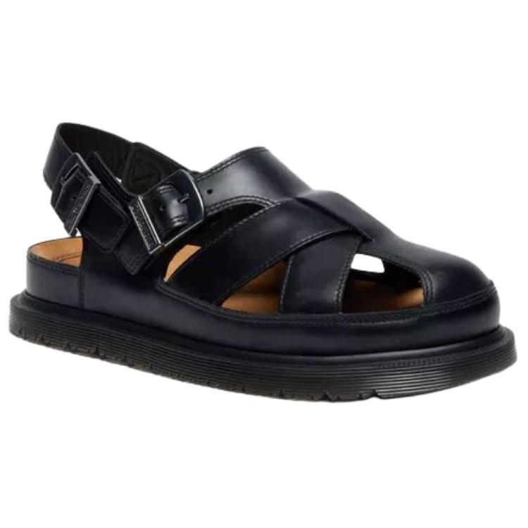 Dr. Martens San Archive Fisherman Leather Fashion Comfortable Minimalist Commuting Outdoor Casual Roman Sandals Unisex Sandals Black 41618001