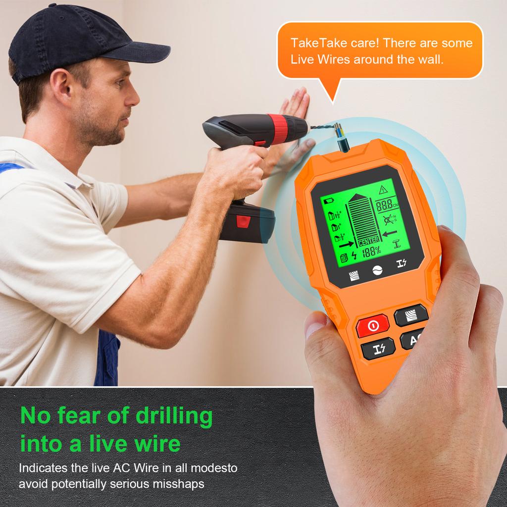 Stud Finder Wall Scanner 5 in 1 Electronic Stud Detector with HD LCD Display Used for Detecting Wood Metal Wire with Warning Function