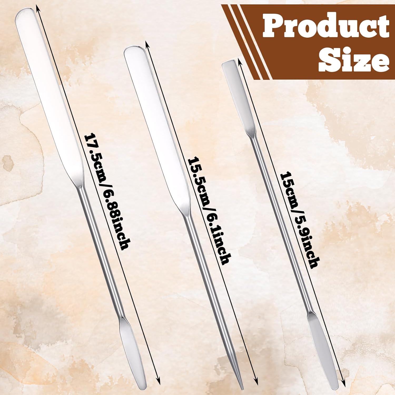 3 pcs Foundation Spatula Makeup Spatula Stainless Steel Professional Makeup Spatulas for Even Application of Foundation Tiny Facial Beauty Palette