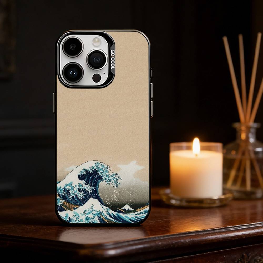 Great Wave Off K-Kanagawa Phone Case Color Silver Shell For IPhone 17 16 15 14 13 12 11 Pro Max Plus