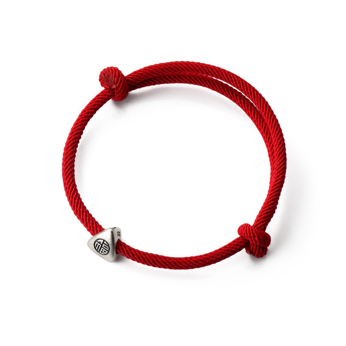 La Monada 22 см Серебро 925 Проба Ретро Треугольник Красная Веревка Браслеты Красная Нить Линия Нить Ювелирные Изделия Браслеты Для Женщин Студент