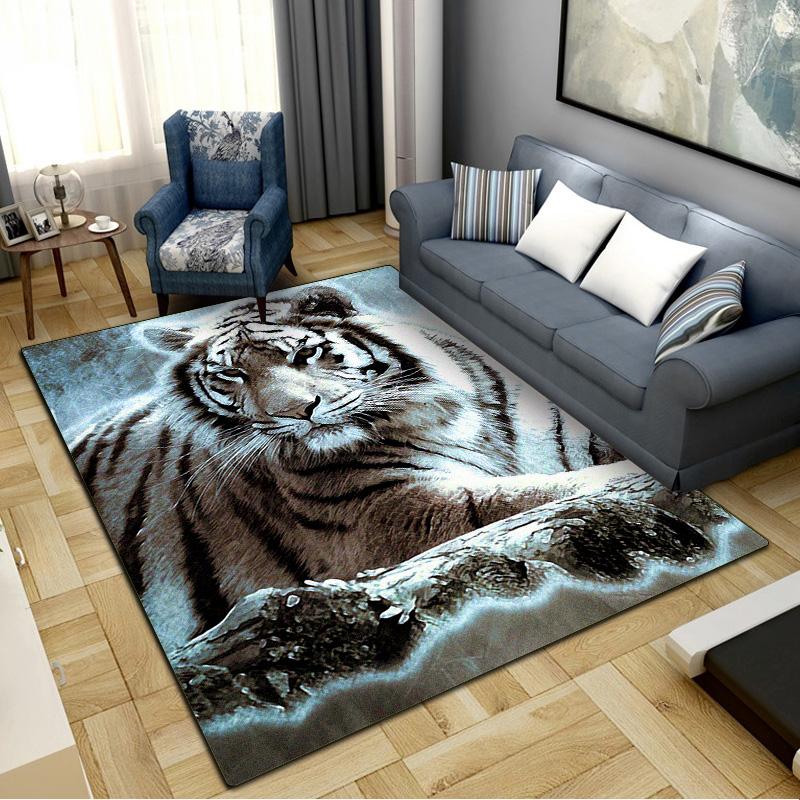 Lion Tiger Head Carpet Rug for Living Room Bedroom Home Sofa Decoration,Kids play Non-slip Floor Mat