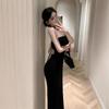 Rochie petrecere aniversară rochie sexy gât halter top tub cu fundă fustă fustă talie șold negru