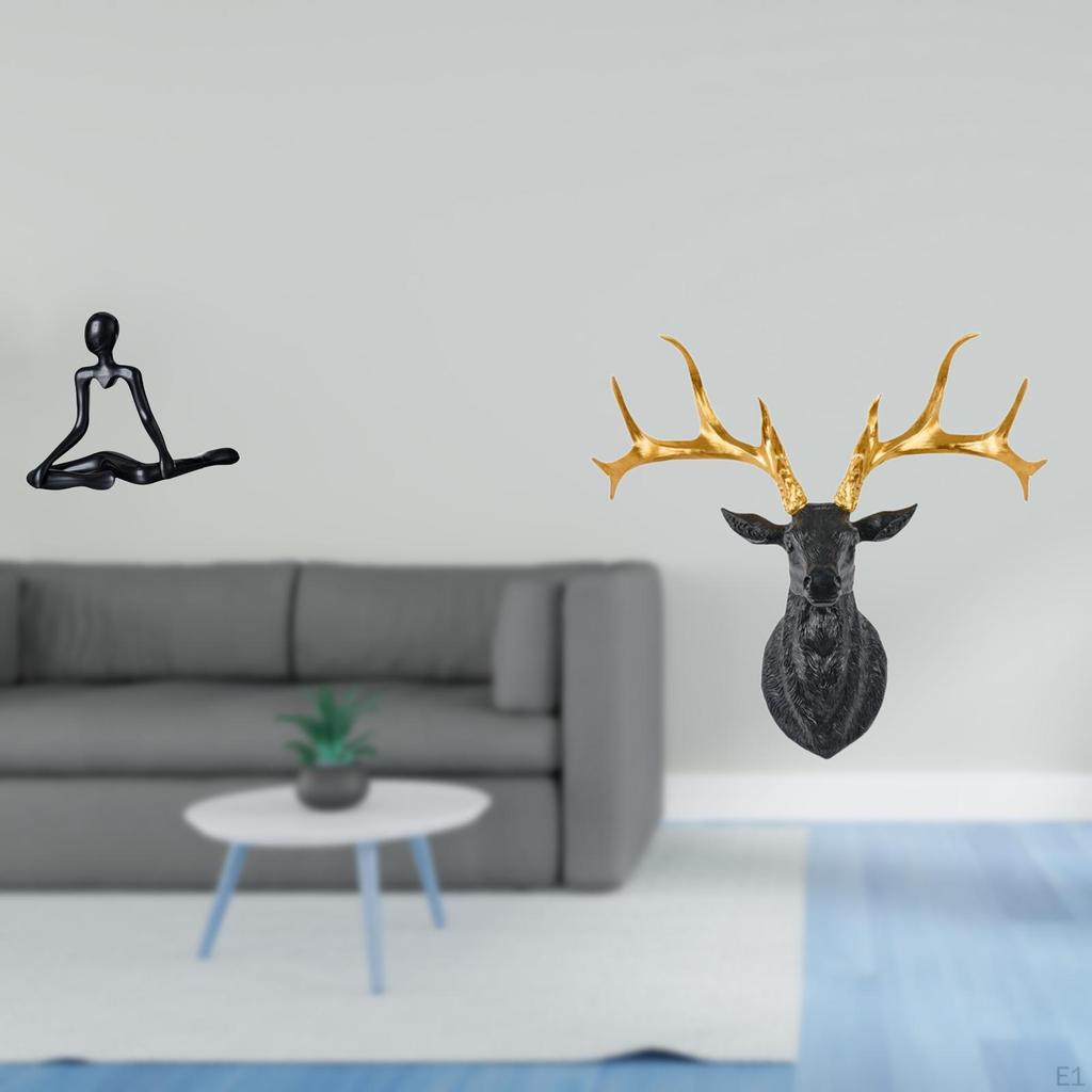 Creative Abstract Thinker Deer Head Sculpture Unique Figurine Decorative Ornament for Entrance