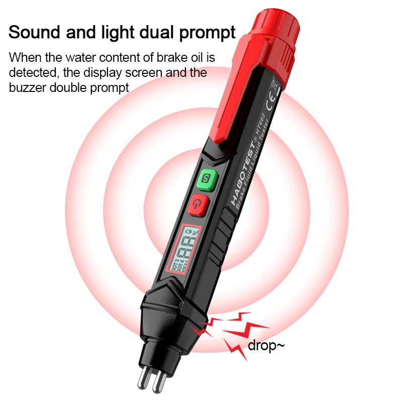 Brake Fluid Tester Auto Car Brake Oil Digital Detecting Pen for DOT3/DOT4/DOT5.1 Accurate Oil Quality Check Sound Light Alarm