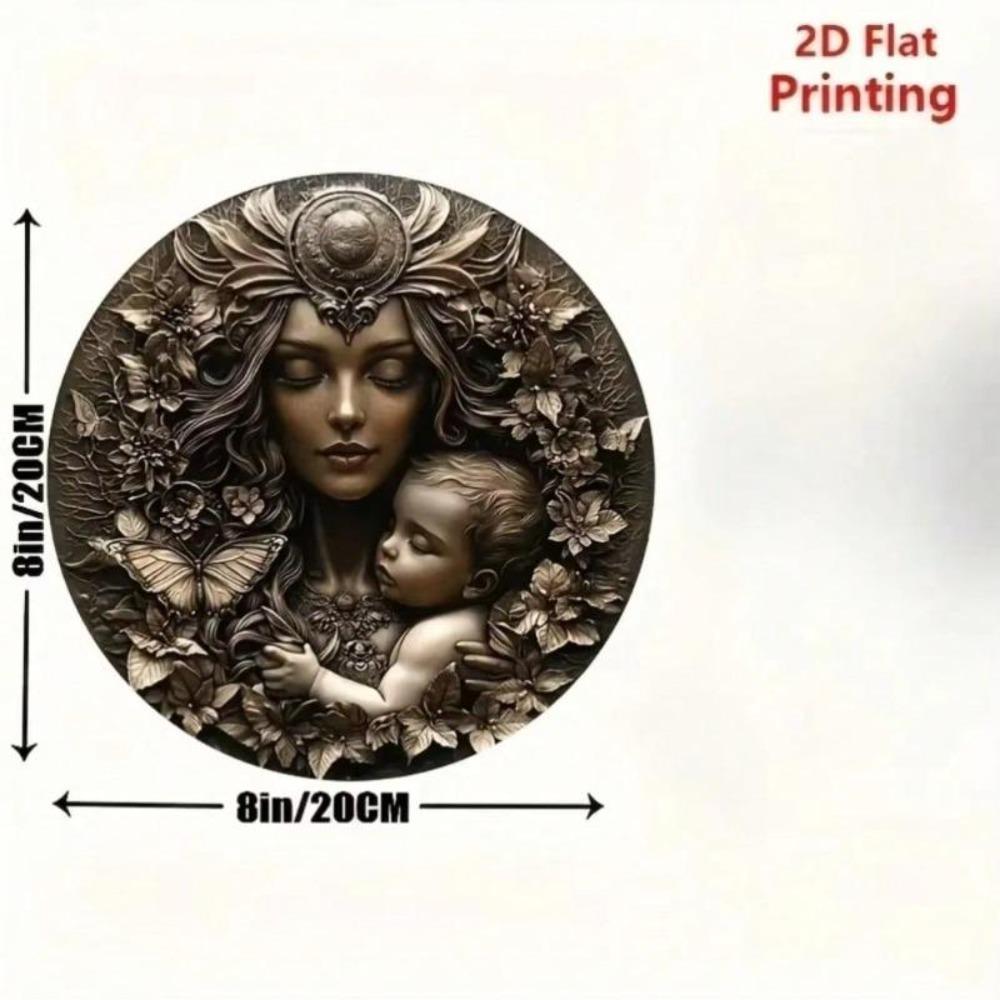 Vintage Floral Mother Child Wall Art Metal Poster Home Decor