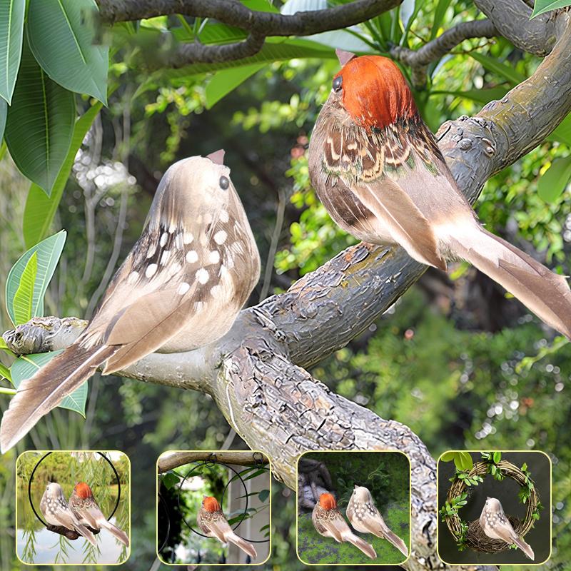 1Pcs Artificialfeather Birds, Simulated Sparrows, Simulated Bird Props, Branches, Garden Decorations