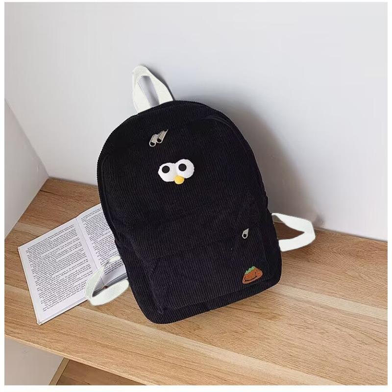 

Simple and lightweight corduroy backpack cute primary school bag men s and women s large-capacity casual backpack чёрный