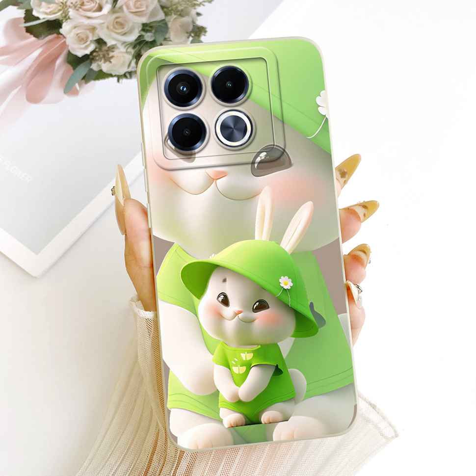 For Infinix Note 40 5G Case X6852 Soft Slim Rabbit Sunflower Back Cover Fundas For Infinix Note40 Note 40 5G Shell Bumper