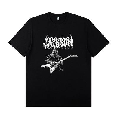 JACKSON SHARKROT Jackson Electric Guitar with Short Sleeve T-shirt Rock Band Outfit Casual T-shirt for Men and Women